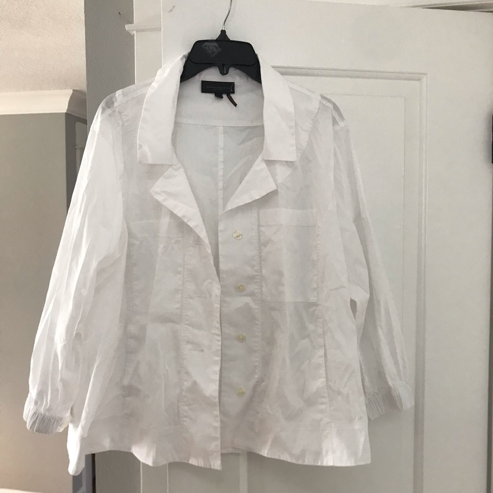 White button-up cotton shirt